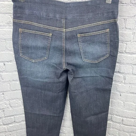 Denim & Co. Slim Leg Cropped Jeans Dark Indigo Size 16 A292507 - Picture 7 of 8